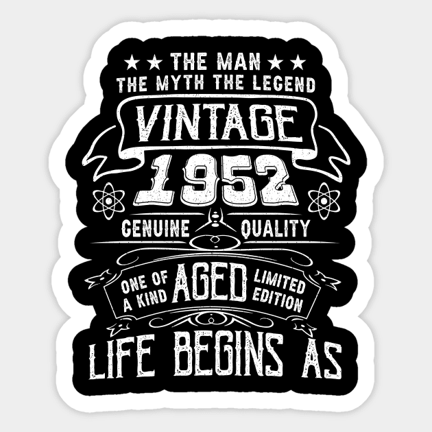 Mens 70 Year Old Gifts Vintage 1952 Man Myth Legend 70th Birthday Sticker by Xonmau